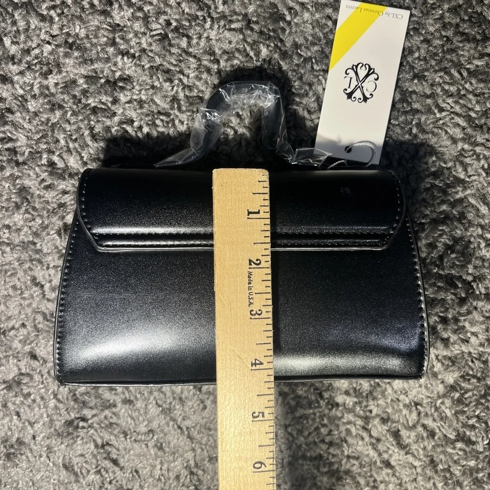 CXL‎ by Christian Lacroix Crossbody Bag Womens Black Line Matte Patent MSRP $88